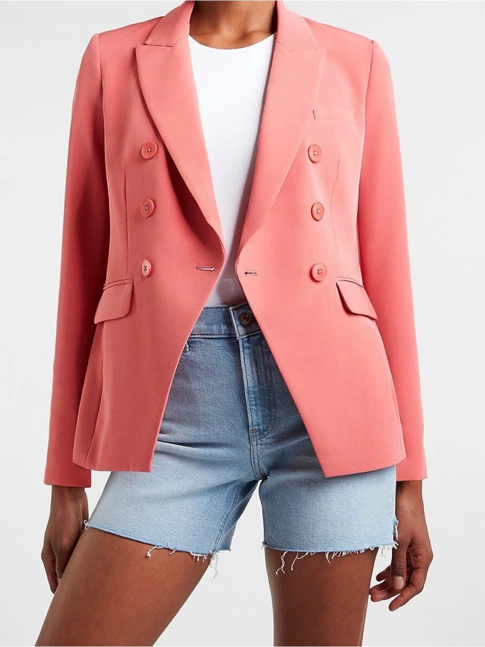 NEW EXPRESS $148 ROSE DOUBLE BREASTED PEAK LAPEL BLAZER SZ LARGE
